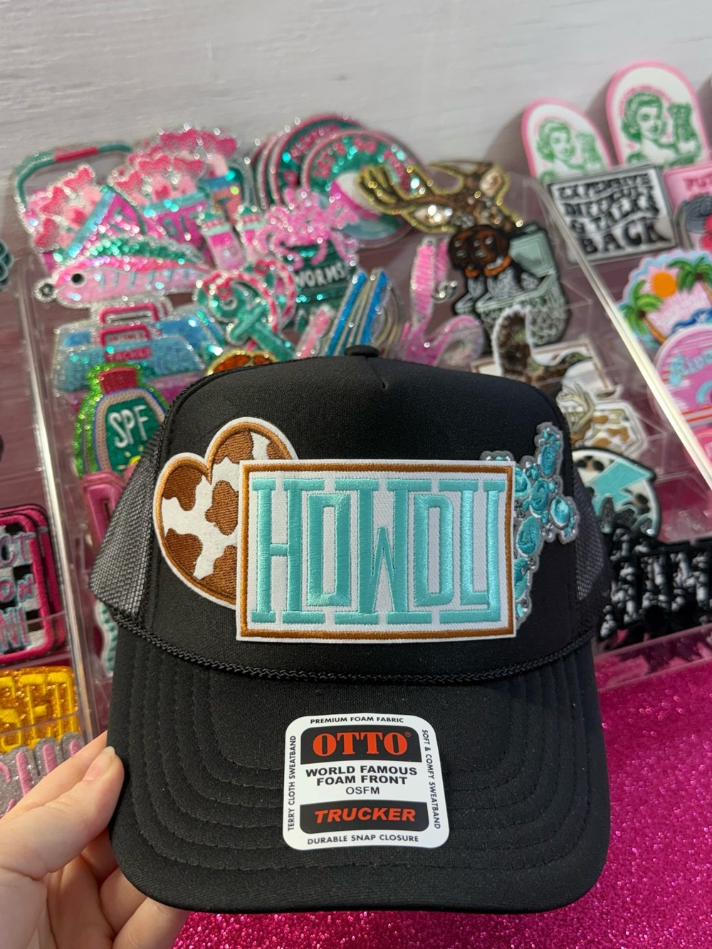 OTTO Black Trucker Hat with Turquoise